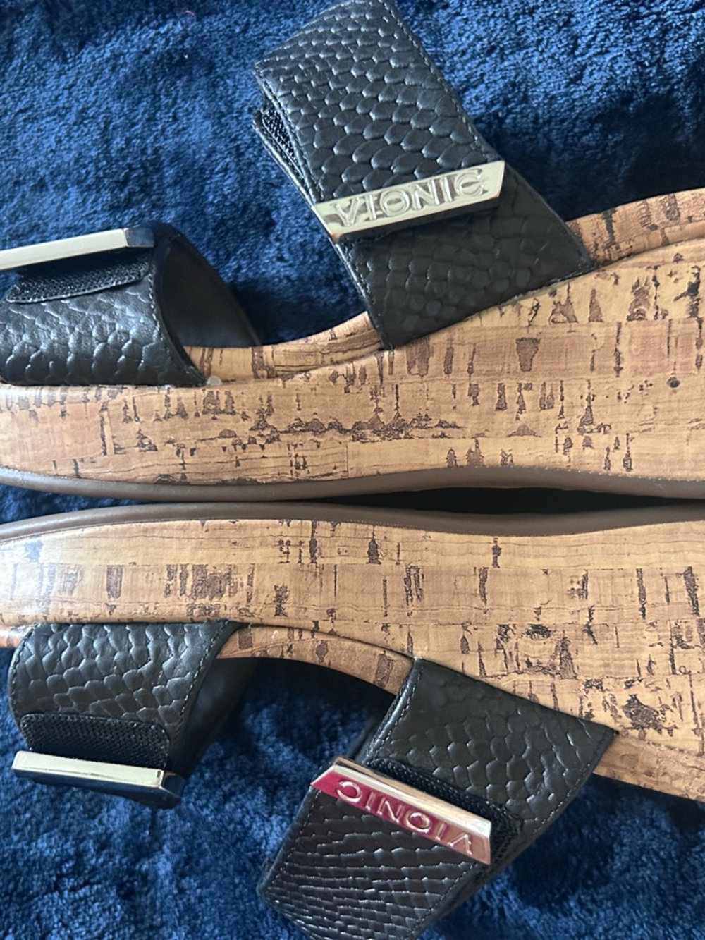 Vionic Black Cork Wedge Sandals - Picture 11 of 12
